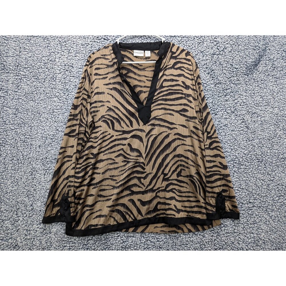 Chico's Black and Tan Zebra Print Tunic